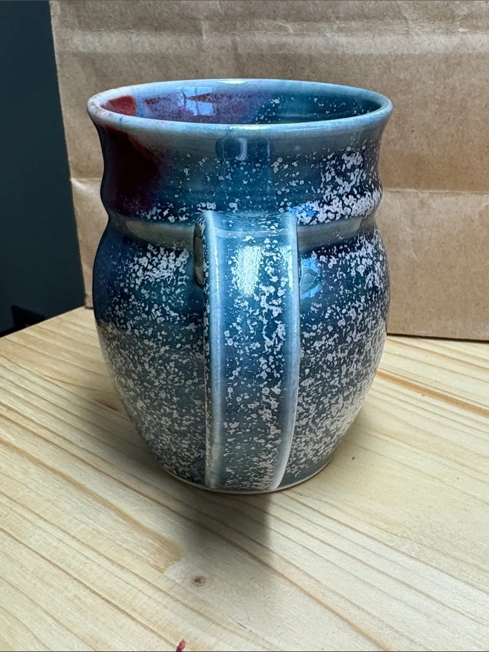 Speckled Blue Ceramic Coffee Mug with Comfortable Handle
